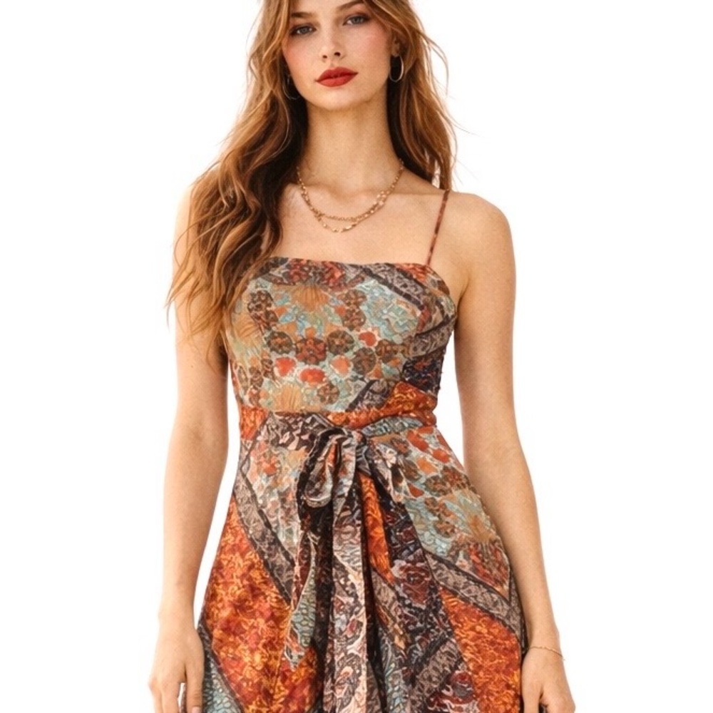 NWT  Bohemian Maxi Dress Gown | Organic Viscose Wrap Palazzo with Slits Dress - Picture 3 of 13